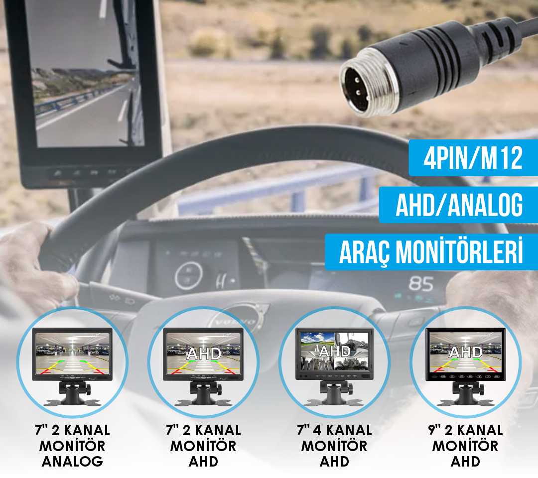 4Pin Araç Monitörleri