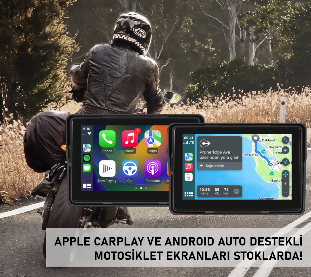 Apple Carplay ve Android Auto Destekli Motosiklet Kamera Setleri
