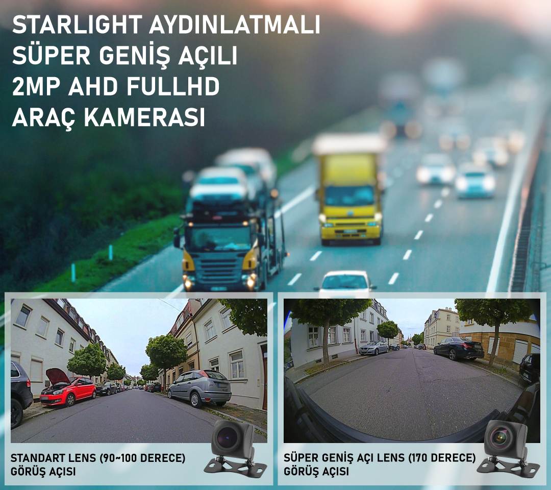 MK-124AWS 2MP AHD Süper Geniş Açılı Starlight Araç Kamerası
