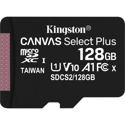 128GB Kingston Canvas Select C10 U1 MicroSD Hafıza Kartı (100MB/s)