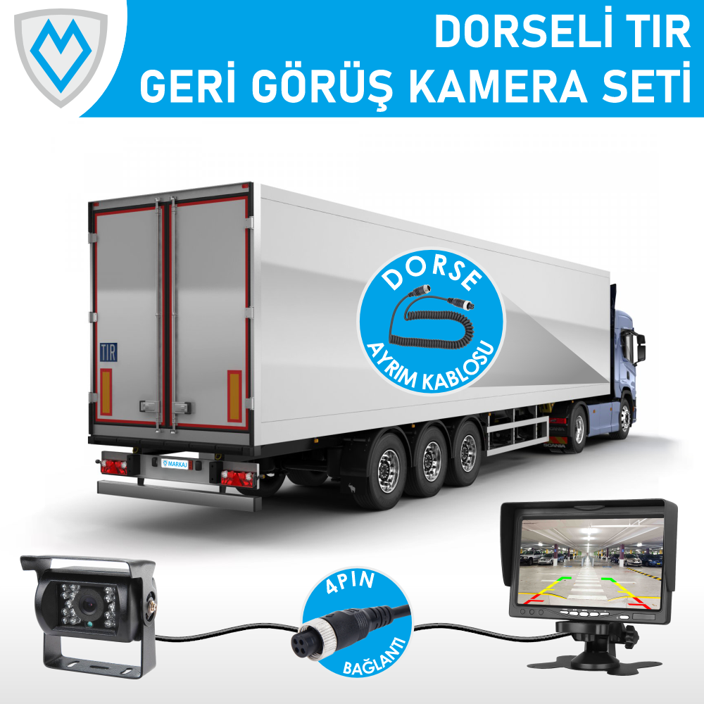 MK-DKS900P 7 Inch Monitörlü 4 Pin Geri Görüş Dorse Ayrımlı Kamyon/Tır Kamera Seti